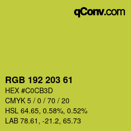 Color code: RGB 192 203 61 | qconv.com