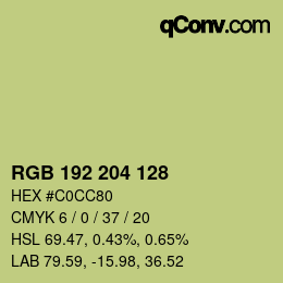 カラーコード: RGB 192 204 128 | qconv.com