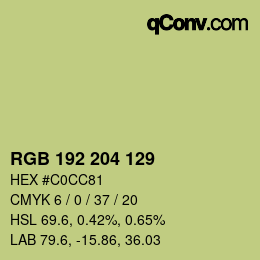 Color code: RGB 192 204 129 | qconv.com