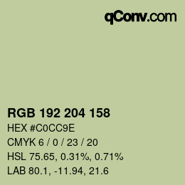 颜色代码: RGB 192 204 158 | qconv.com