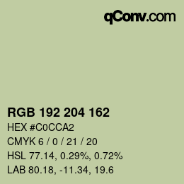 カラーコード: RGB 192 204 162 | qconv.com
