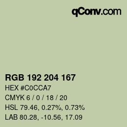 カラーコード: RGB 192 204 167 | qconv.com