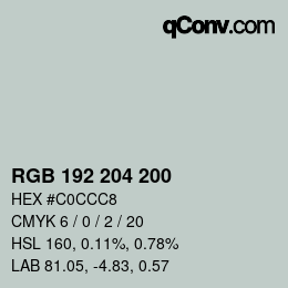 Farbcode: RGB 192 204 200 | qconv.com