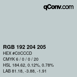 カラーコード: RGB 192 204 205 | qconv.com
