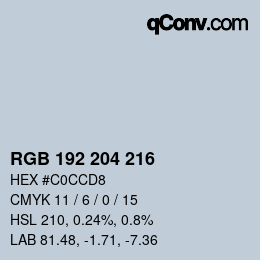 Color code: RGB 192 204 216 | qconv.com