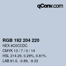 Code couleur: RGB 192 204 220 | qconv.com
