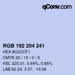 カラーコード: RGB 192 204 241 | qconv.com