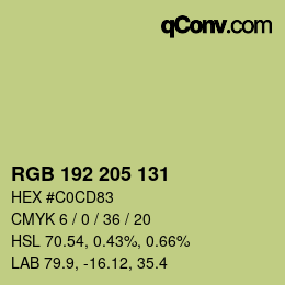 カラーコード: RGB 192 205 131 | qconv.com