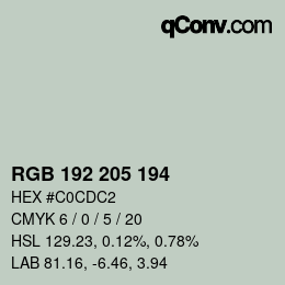 Color code: RGB 192 205 194 | qconv.com