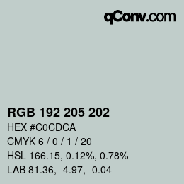 カラーコード: RGB 192 205 202 | qconv.com