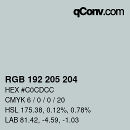 Color code: RGB 192 205 204 | qconv.com