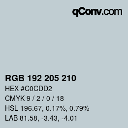 カラーコード: RGB 192 205 210 | qconv.com