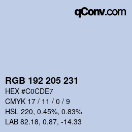 Color code: RGB 192 205 231 | qconv.com