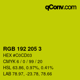 Color code: RGB 192 205 3 | qconv.com