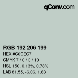 Color code: RGB 192 206 199 | qconv.com