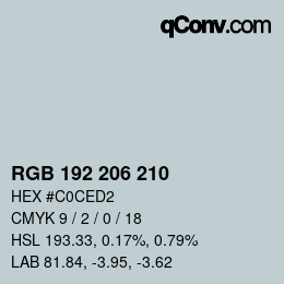 カラーコード: RGB 192 206 210 | qconv.com