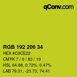 Código de color: RGB 192 206 34 | qconv.com