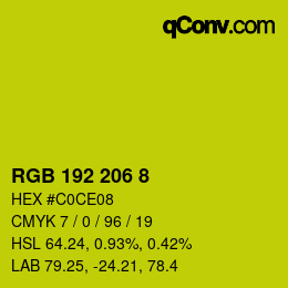 颜色代码: RGB 192 206 8 | qconv.com