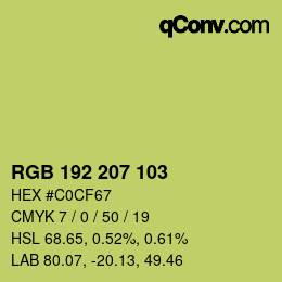 Color code: RGB 192 207 103 | qconv.com
