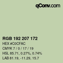 Color code: RGB 192 207 172 | qconv.com