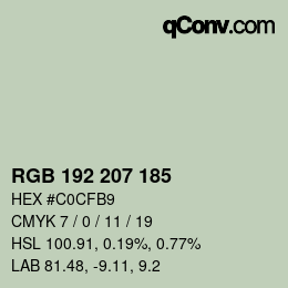 Color code: RGB 192 207 185 | qconv.com