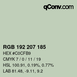 カラーコード: RGB 192 207 185 | qconv.com