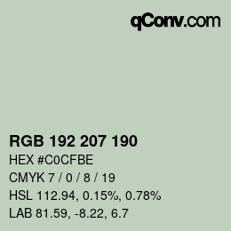 Color code: RGB 192 207 190 | qconv.com