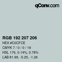 Color code: RGB 192 207 206 | qconv.com
