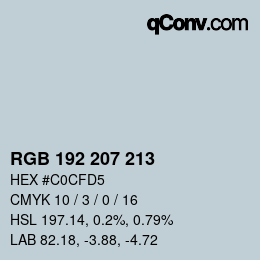 Color code: RGB 192 207 213 | qconv.com