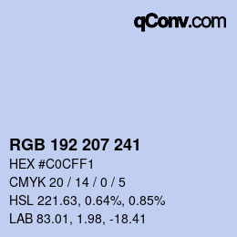 Color code: RGB 192 207 241 | qconv.com