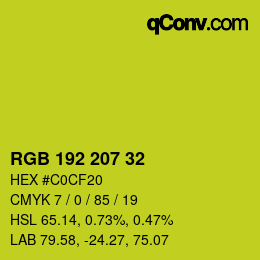 Color code: RGB 192 207 32 | qconv.com