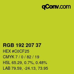 Color code: RGB 192 207 37 | qconv.com