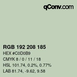 Color code: RGB 192 208 185 | qconv.com