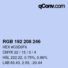 Color code: RGB 192 208 246 | qconv.com