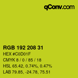 Color code: RGB 192 208 31 | qconv.com
