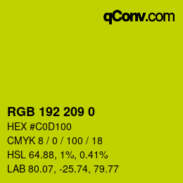 Color code: RGB 192 209 0 | qconv.com