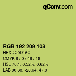 カラーコード: RGB 192 209 108 | qconv.com