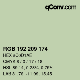 Código de color: RGB 192 209 174 | qconv.com