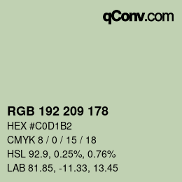 Color code: RGB 192 209 178 | qconv.com