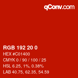 カラーコード: RGB 192 20 0 | qconv.com
