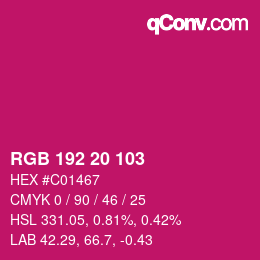 Color code: RGB 192 20 103 | qconv.com