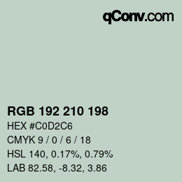 カラーコード: RGB 192 210 198 | qconv.com
