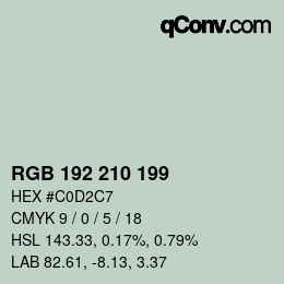 カラーコード: RGB 192 210 199 | qconv.com