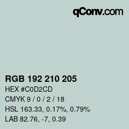 カラーコード: RGB 192 210 205 | qconv.com