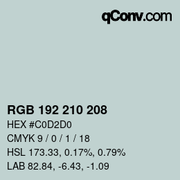 カラーコード: RGB 192 210 208 | qconv.com