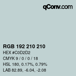 Color code: RGB 192 210 210 | qconv.com