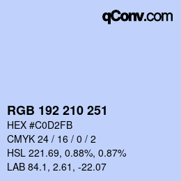 カラーコード: RGB 192 210 251 | qconv.com