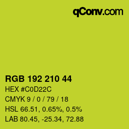 Color code: RGB 192 210 44 | qconv.com