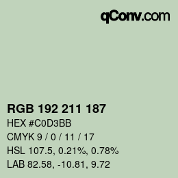 Color code: RGB 192 211 187 | qconv.com