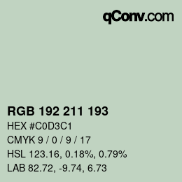 颜色代码: RGB 192 211 193 | qconv.com